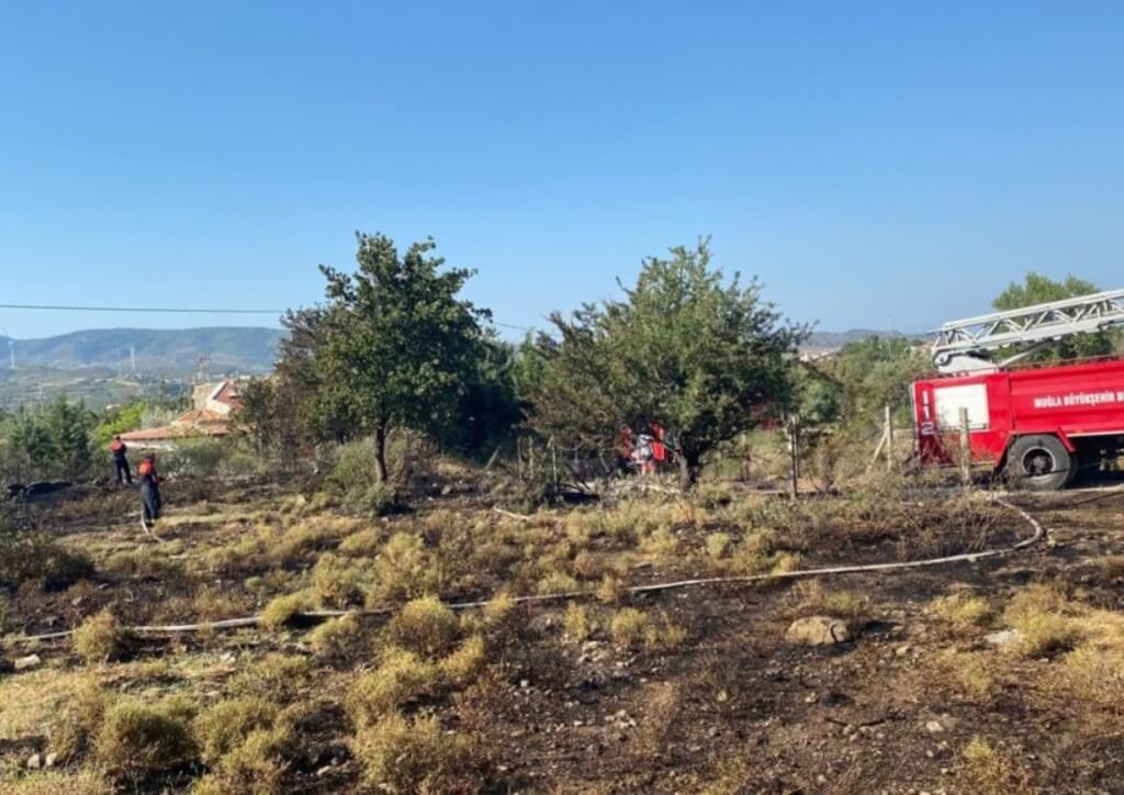 Muğla'da evin bahçesinde çıkan yangın hasara yol açtı