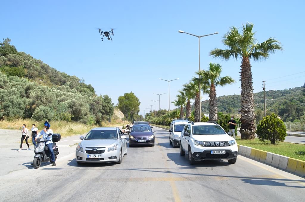 Söke'de drone destekli trafik denetimi yapıldı