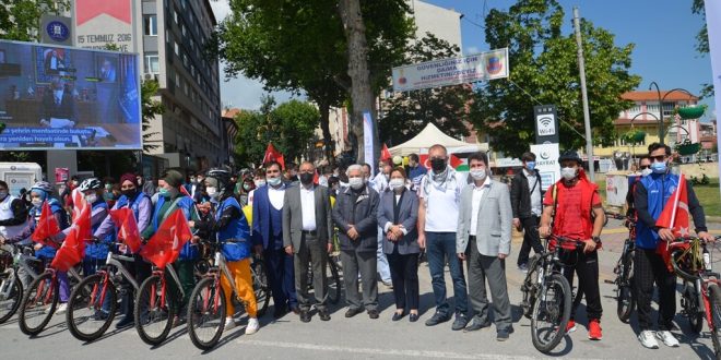 Kütahya’da pedallar Filistin için döndü