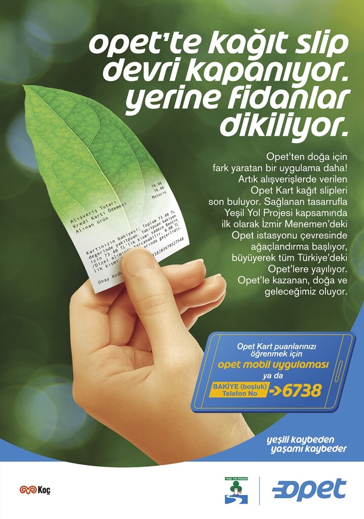 OPET’te kağıt slip dönemi sona eriyor yerine fidanlar dikiliyor