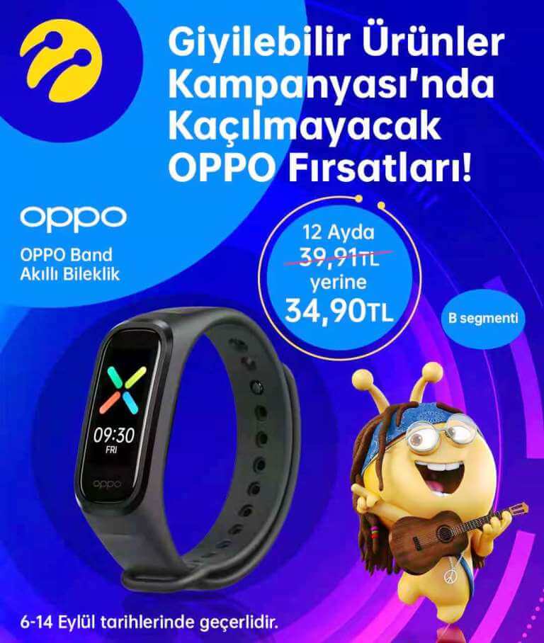 OPPO Band Giyilebilir Ürünler Kampanyasında İndirimli Fiyatıyla Turkcell Mağazalarında