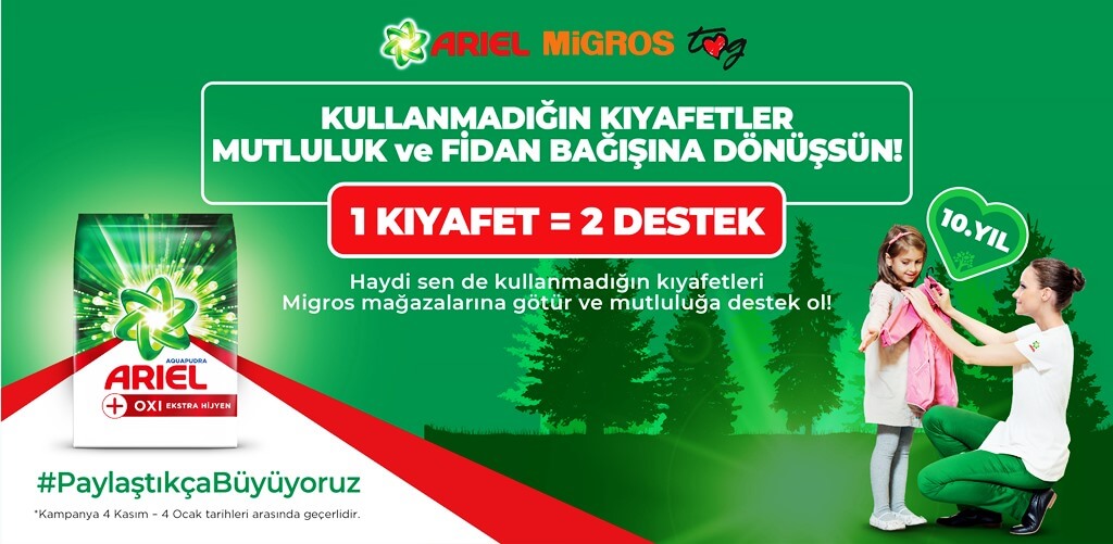 Ariel ve Migros 10 yılda yüz binlerce ihtiyaç sahibinin yüzünü güldürdü